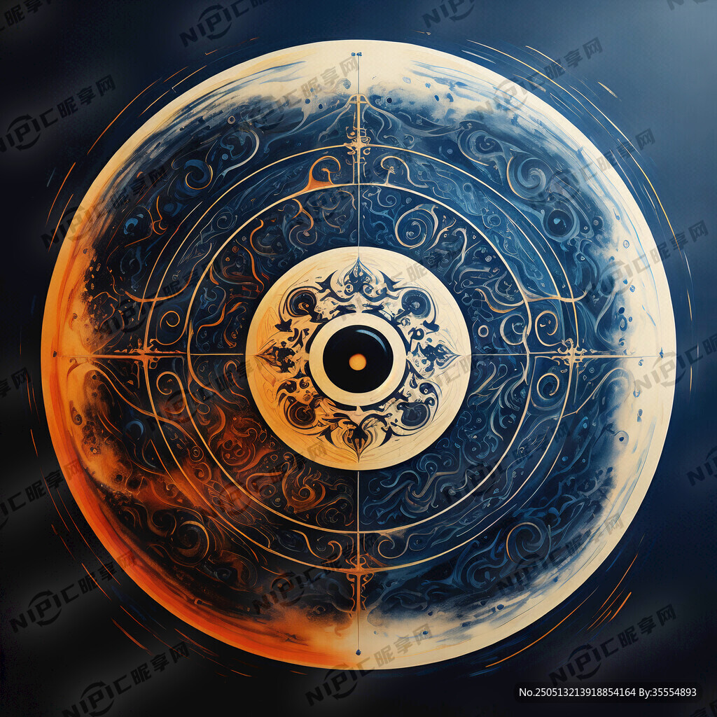 太极宇宙像八卦图 橙蓝相间