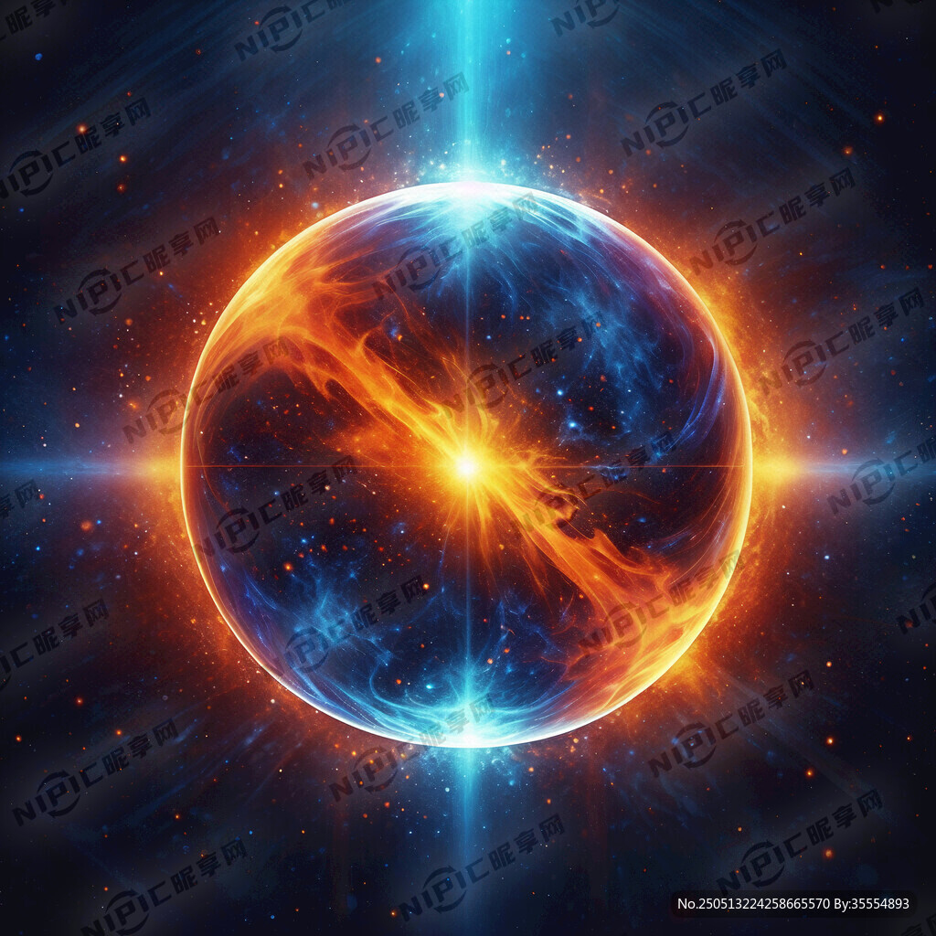 橙蓝相间宇宙光球 很震撼