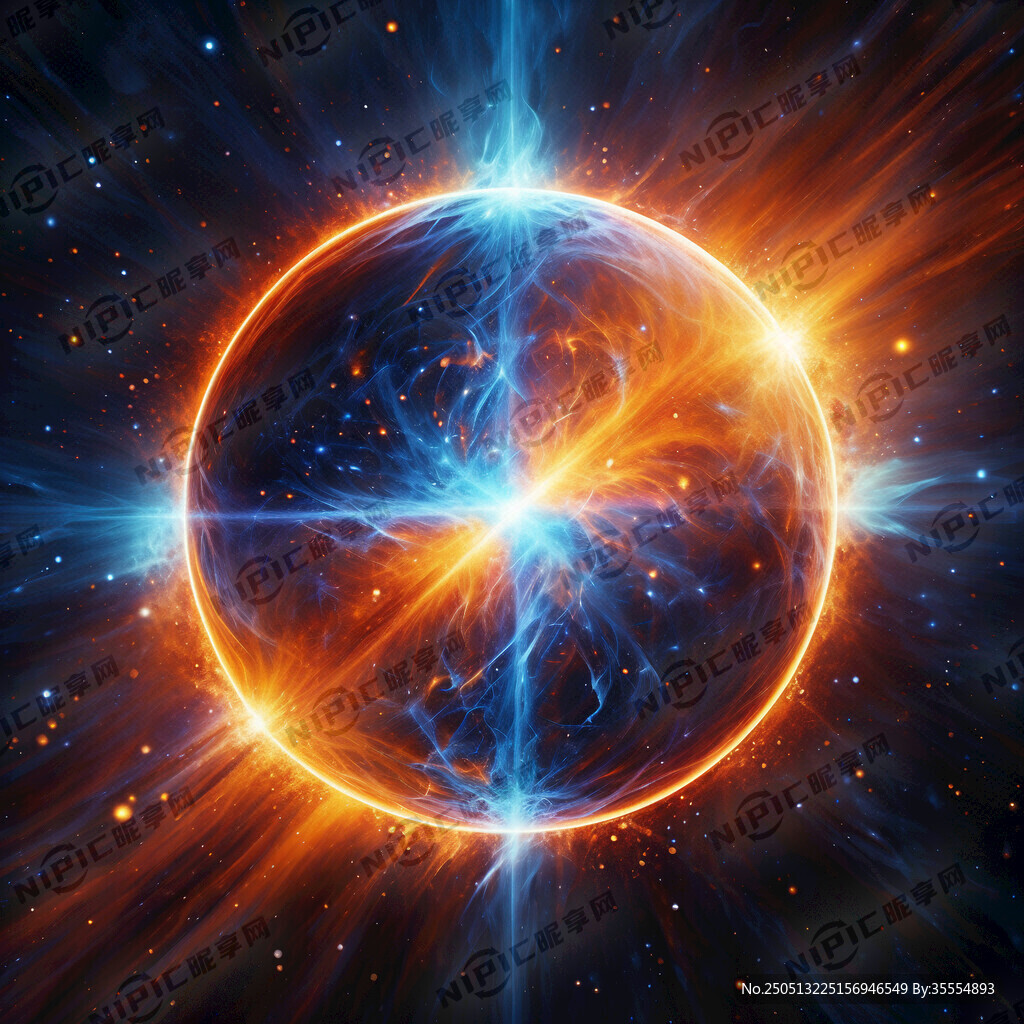 橙蓝相间宇宙光球 很震撼