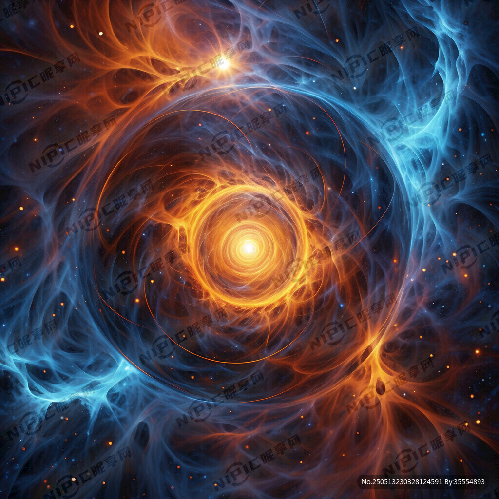 橙蓝相间宇宙光球 蠕动成螺旋状