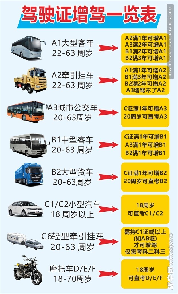 驾驶证增驾一栏表