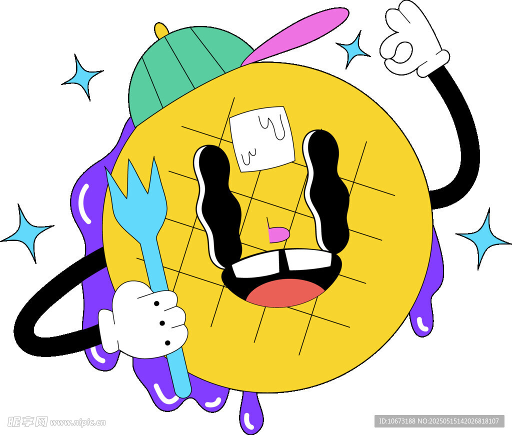 卡通笑脸甜甜圈欢乐形象