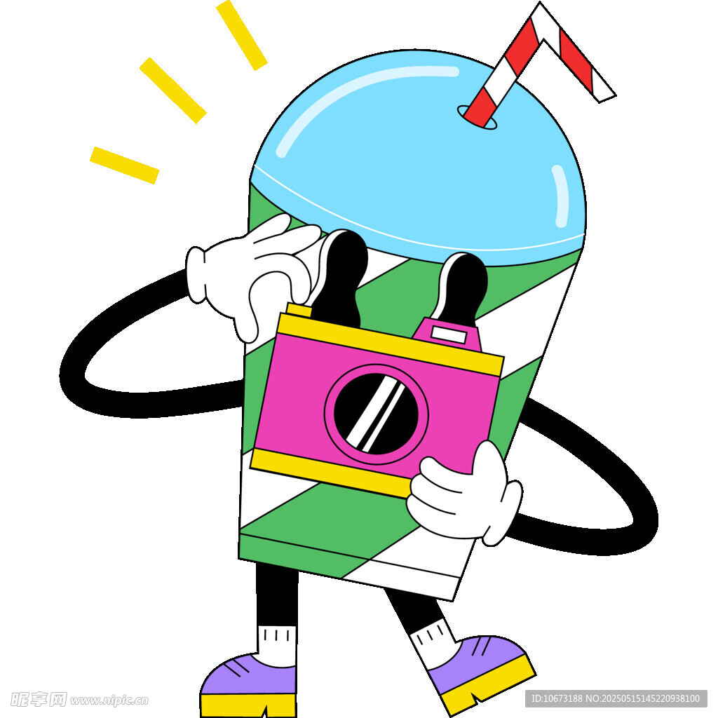 卡通饮料瓶拍照欢乐瞬间