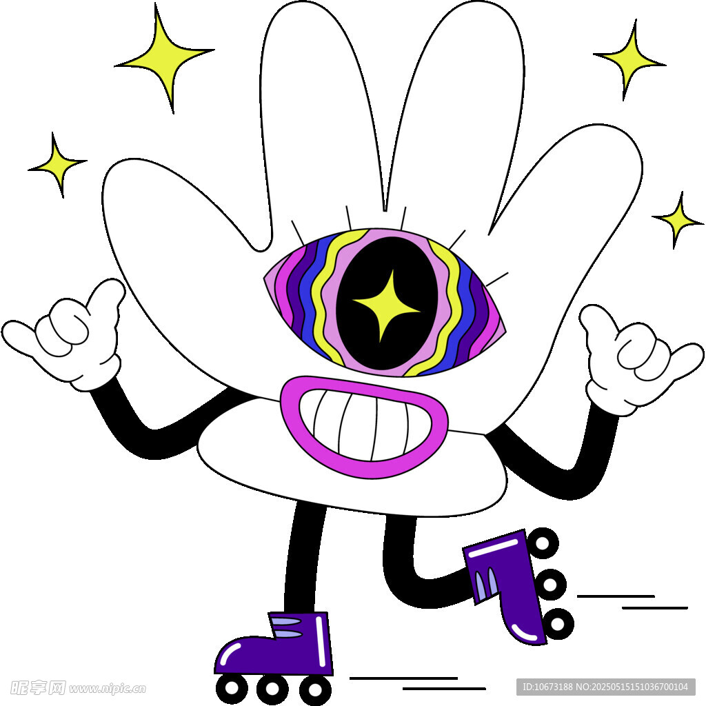 卡通独眼手形象欢乐滑行