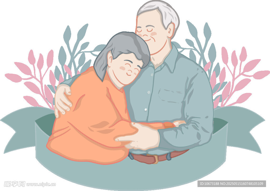 老人温馨相拥的美好瞬间