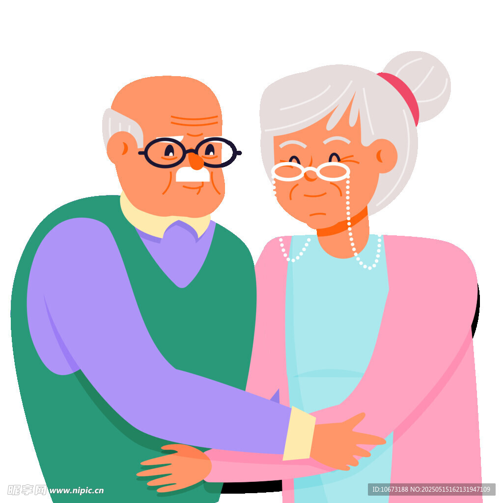 恩爱老夫妻温馨相拥