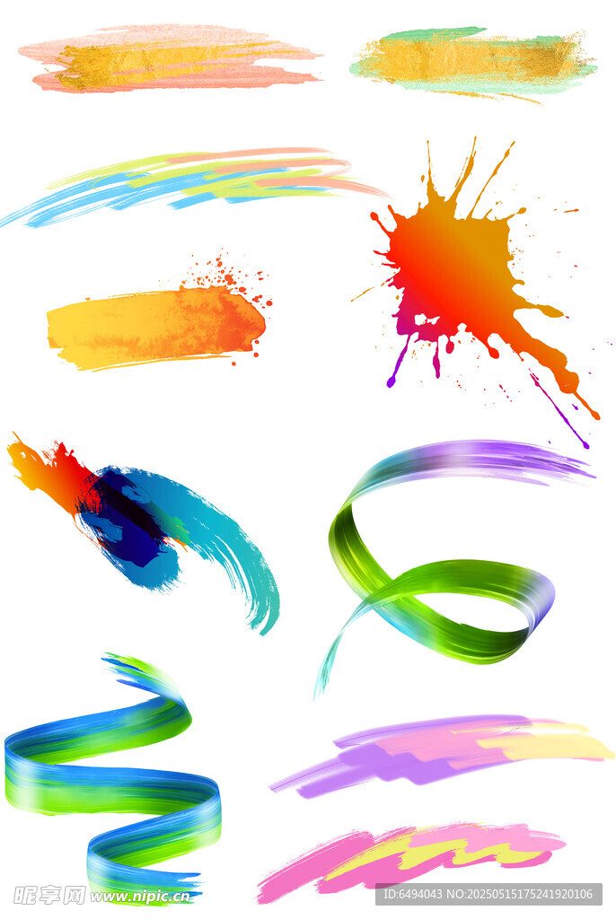 炫彩线条涂鸦动感彩色渐变笔刷
