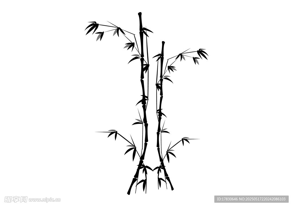 水墨风简约竹子图案