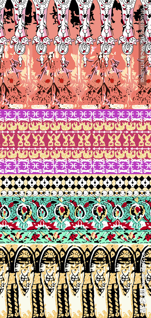 多彩民族风刺绣图案展示