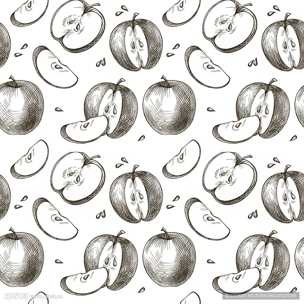 手绘水果图案无缝背景图