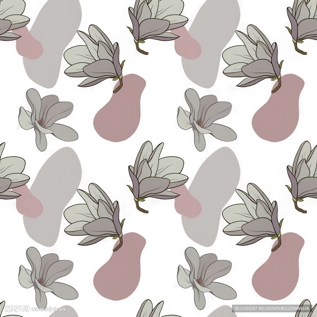 手绘梨与叶的简约图案