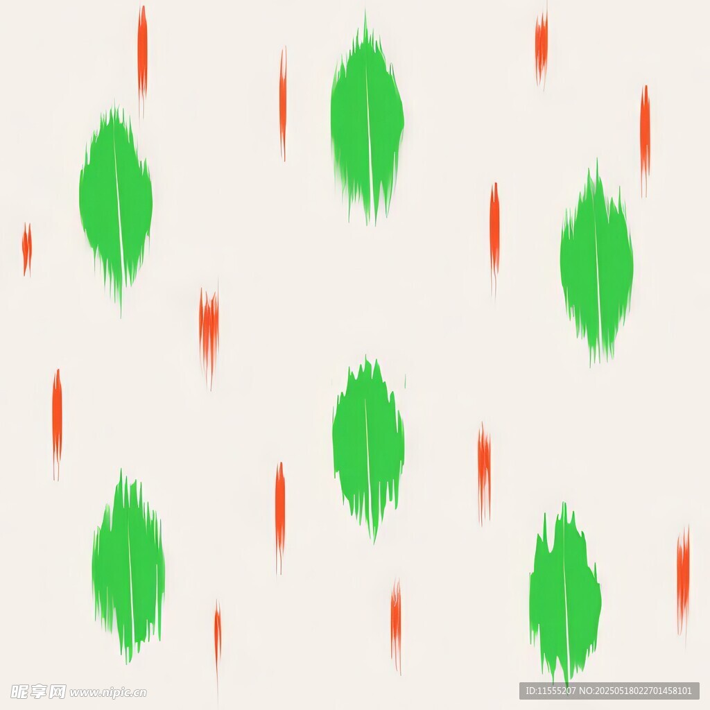 绿叶橙点简约图案背景四方连续 