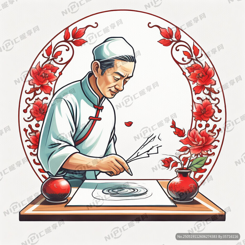 画师傅带字体设计水印图透明底