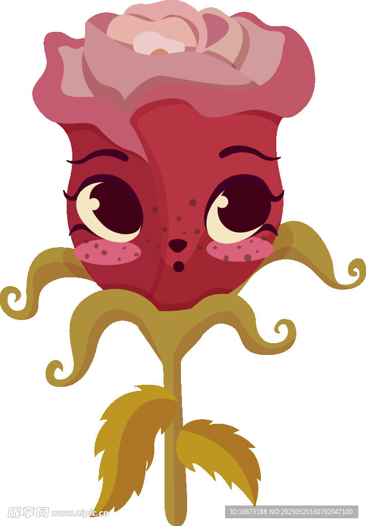 可爱拟人化粉色玫瑰花