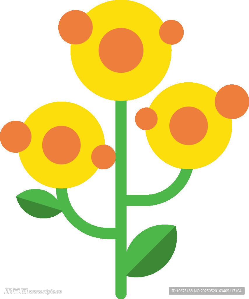 三朵黄色花朵插画