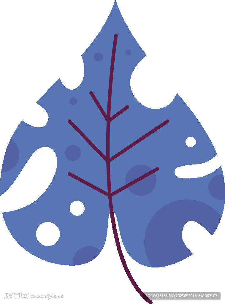 蓝色卡通叶片插画