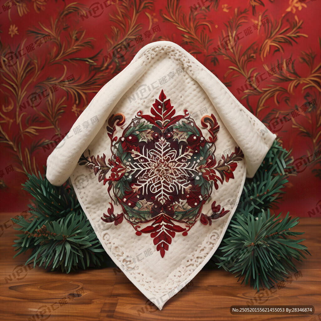 圣诞元素方巾 复合欧美风