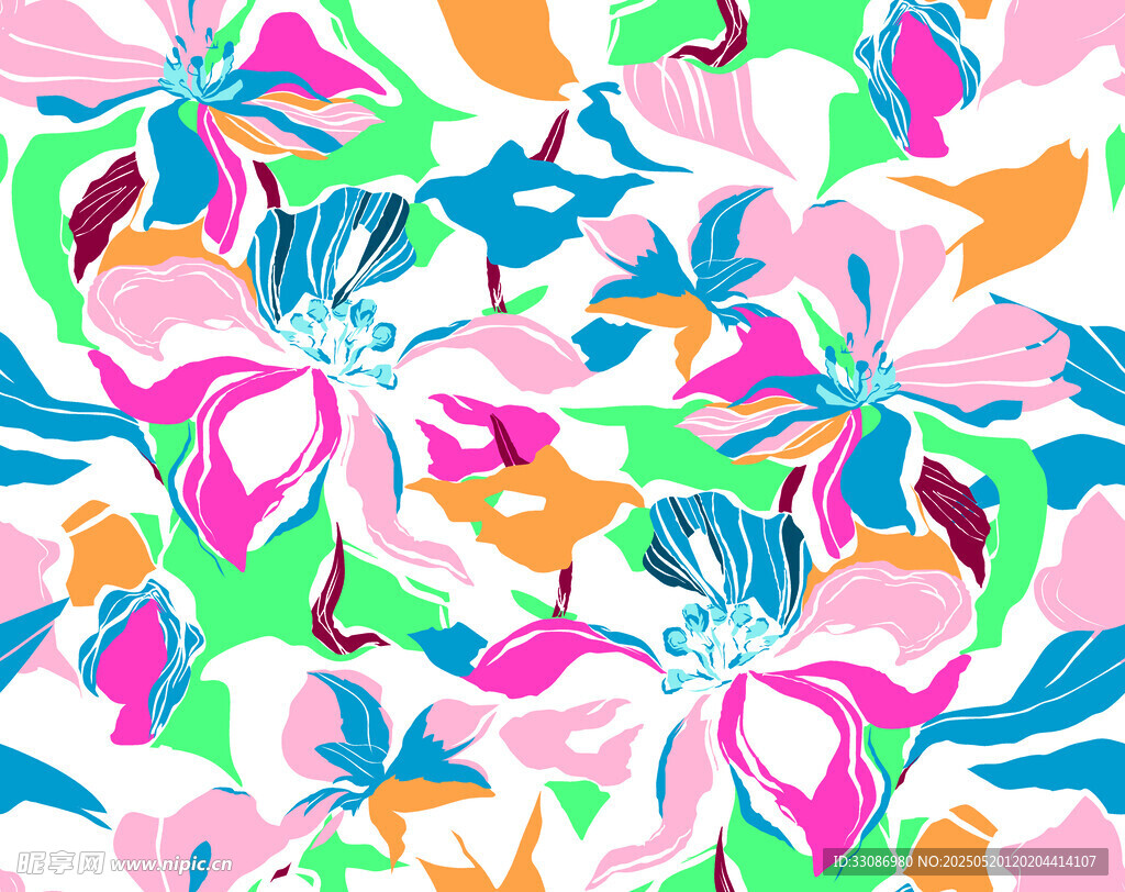 多彩花卉图案背景设计