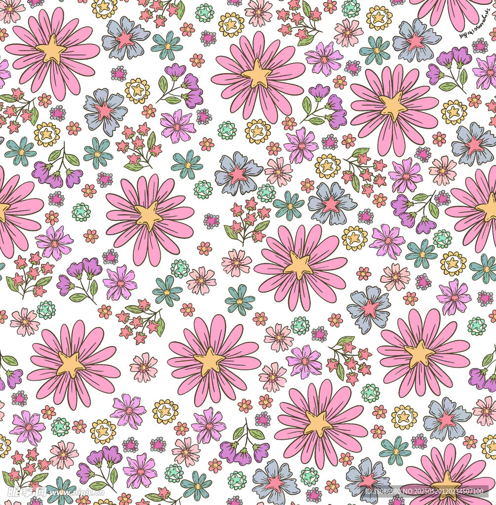 粉色花卉图案背景纹理