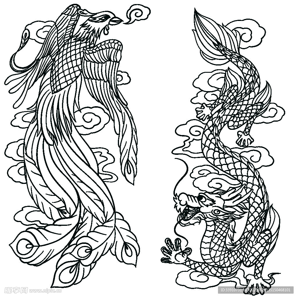 传统龙纹图案设计稿