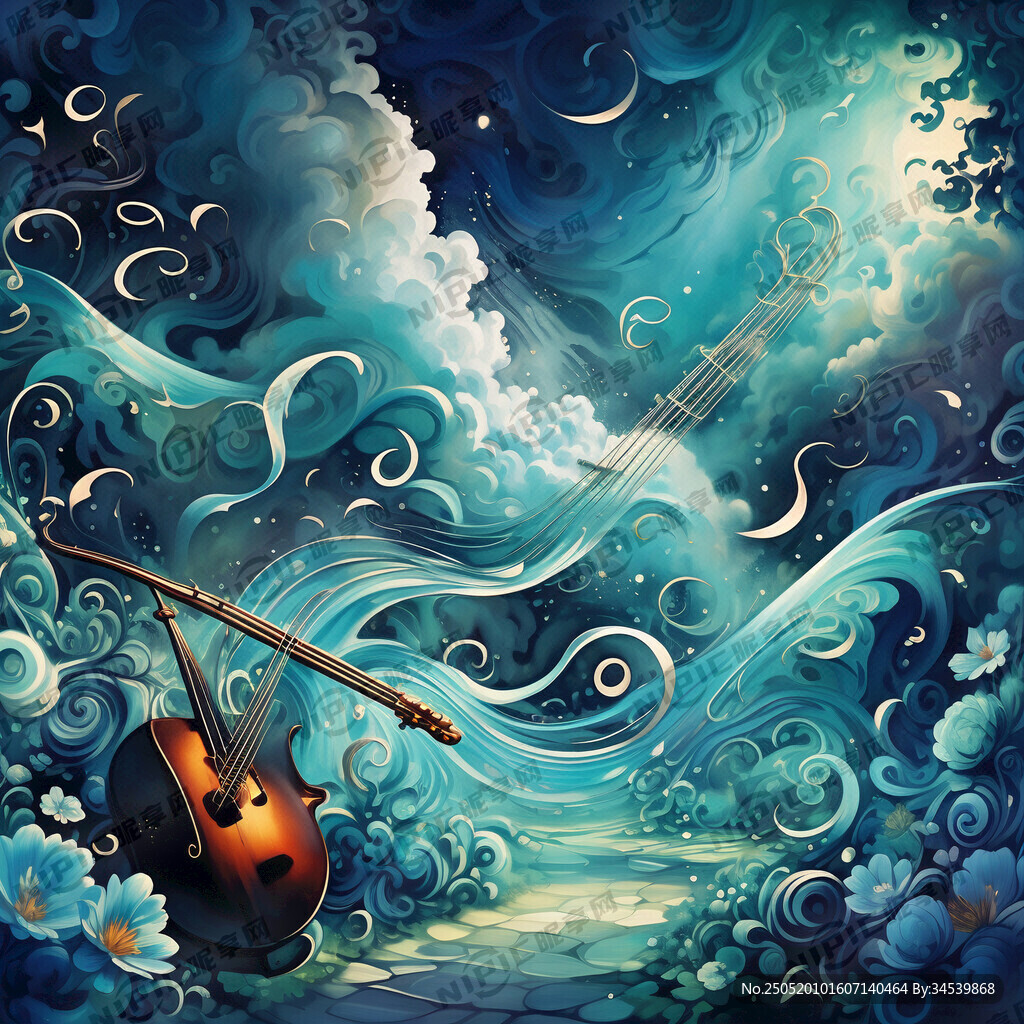 蓝绿色梦幻飘逸背景