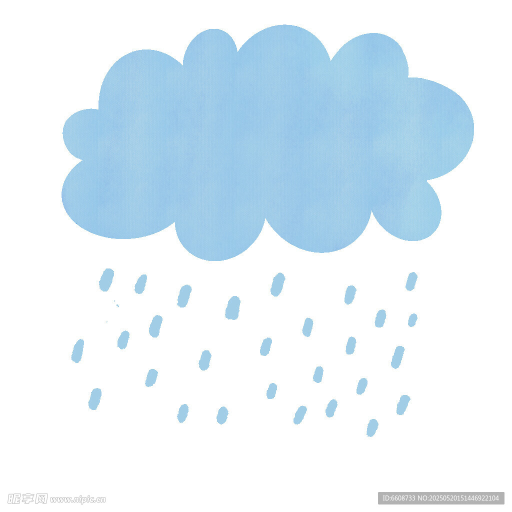 蓝色云朵下雨插画