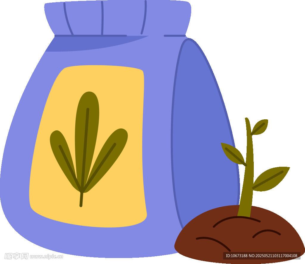 种子袋与破土而出的幼苗