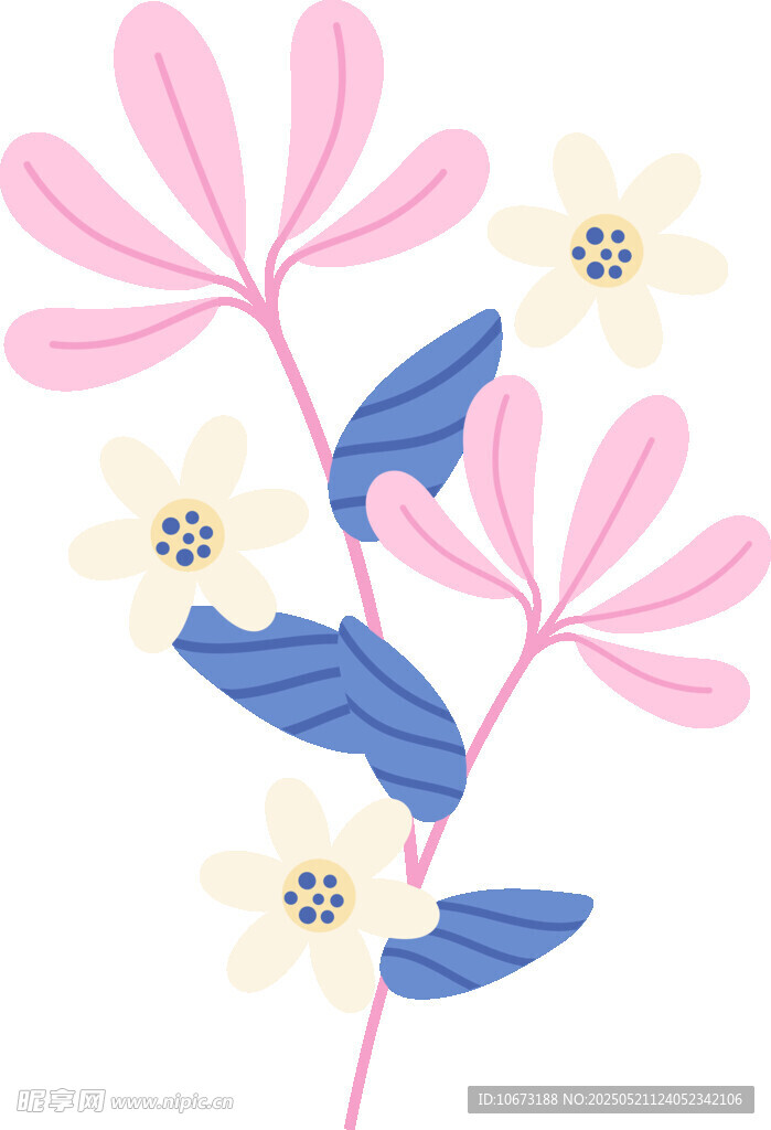 粉色花卉插画图案设计