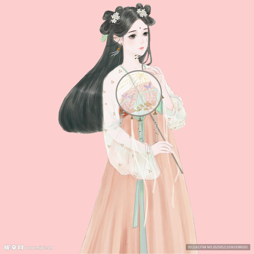 古风汉服女子持扇