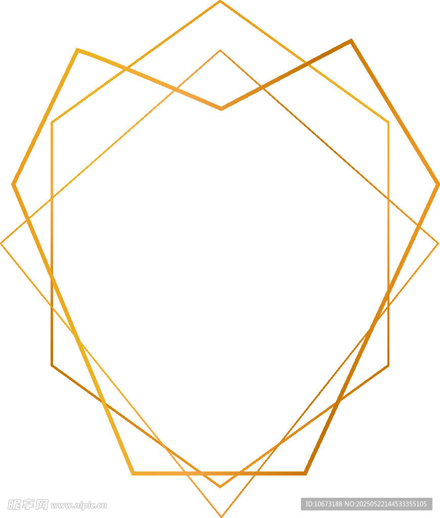 金色几何心形线条边框