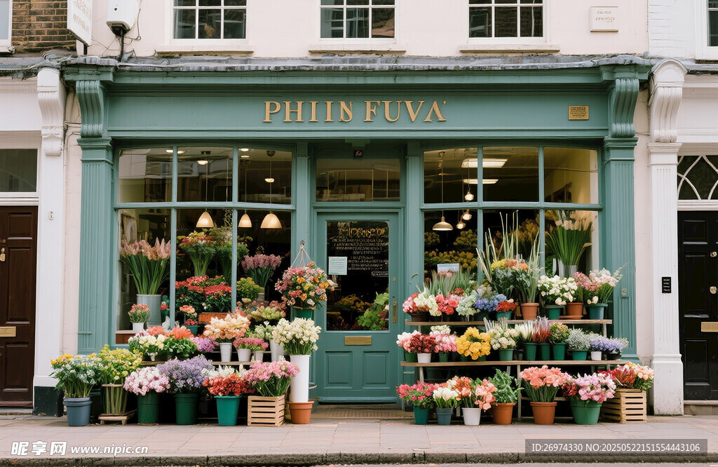 街边多彩鲜花店