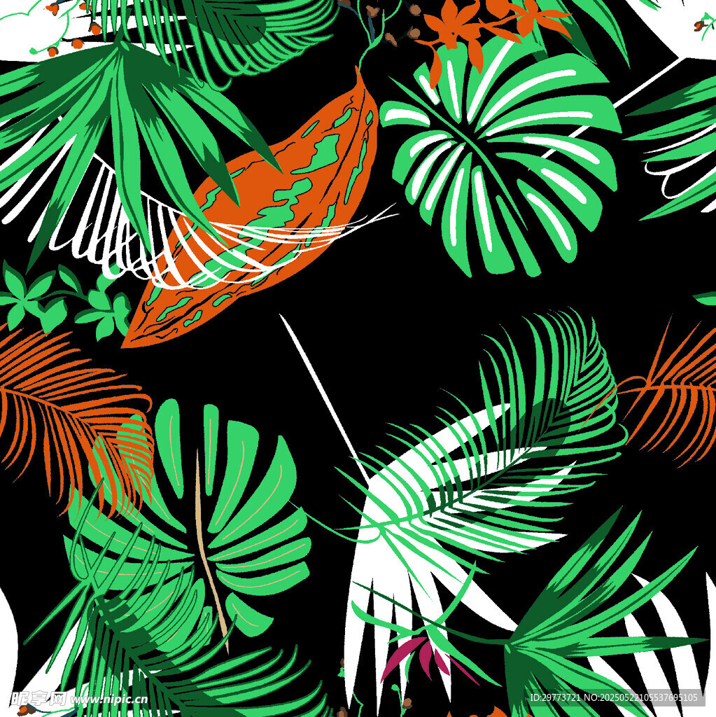 热带植物图案背景