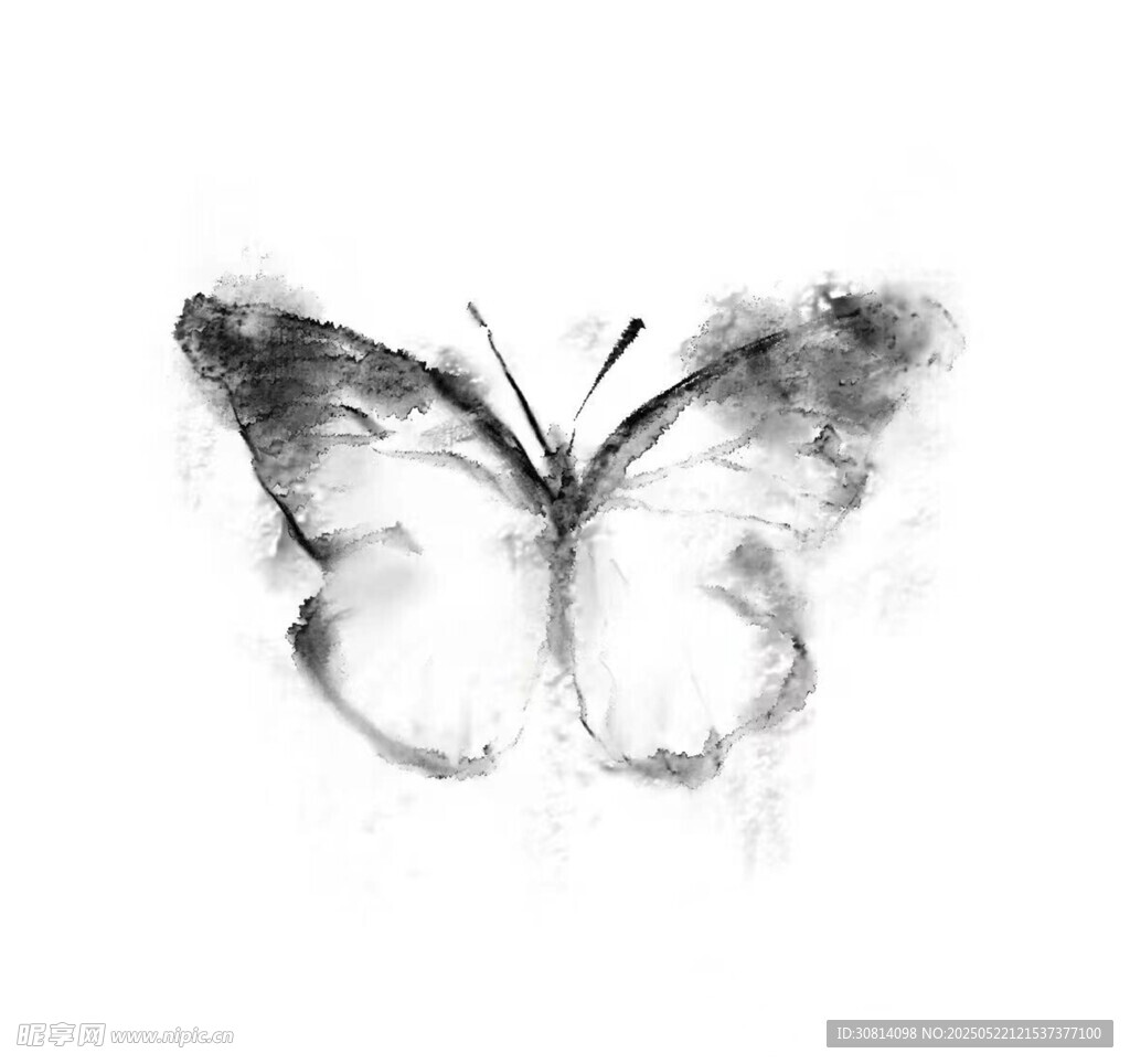 水墨风格蝴蝶艺术图案