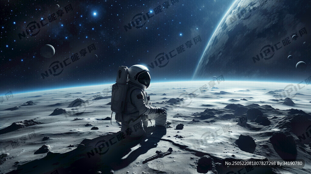 一个未来宇航员坐在地球上