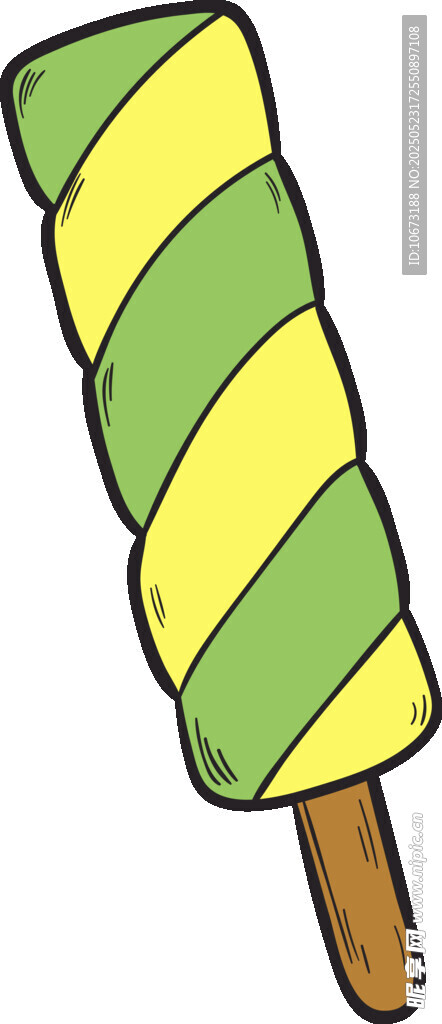 黄绿条纹冰淇淋