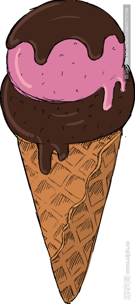 巧克力草莓双色冰淇淋