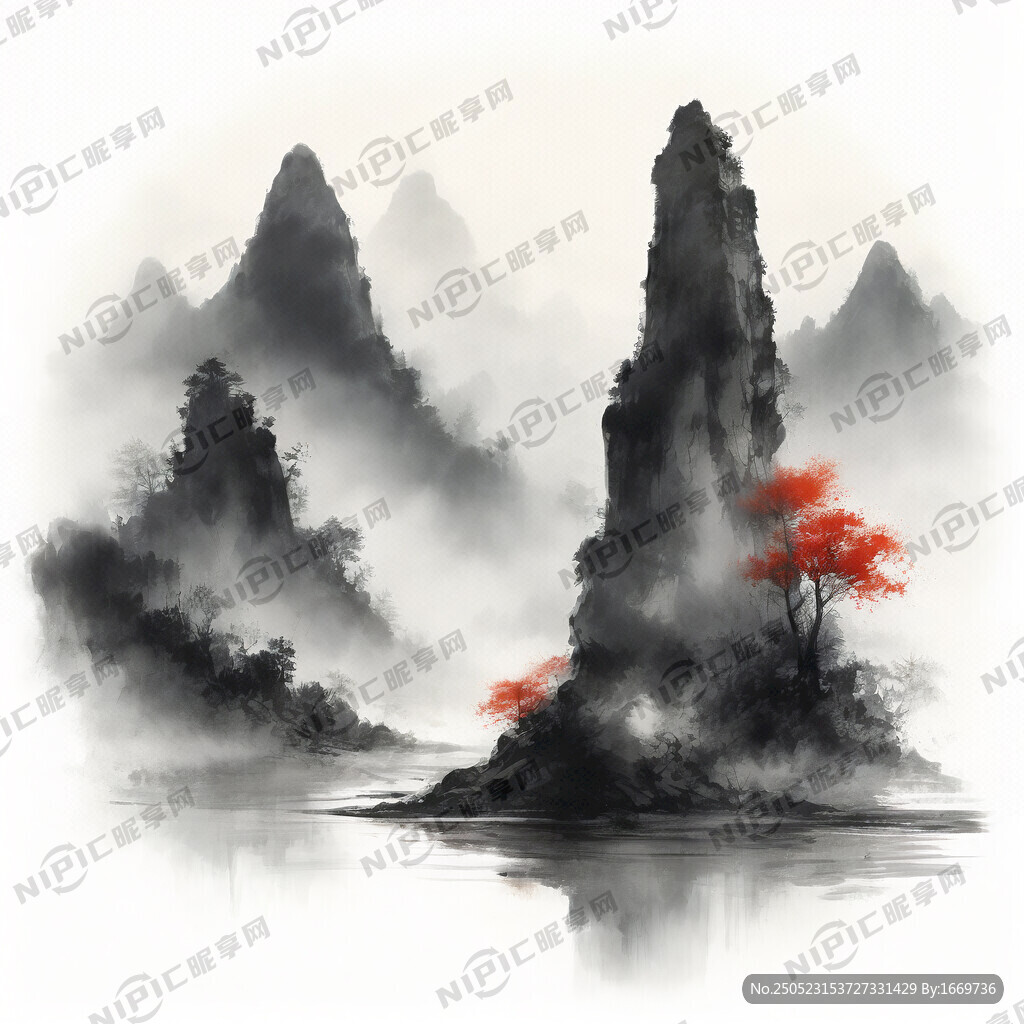 山谷 中国风 中国画 山水