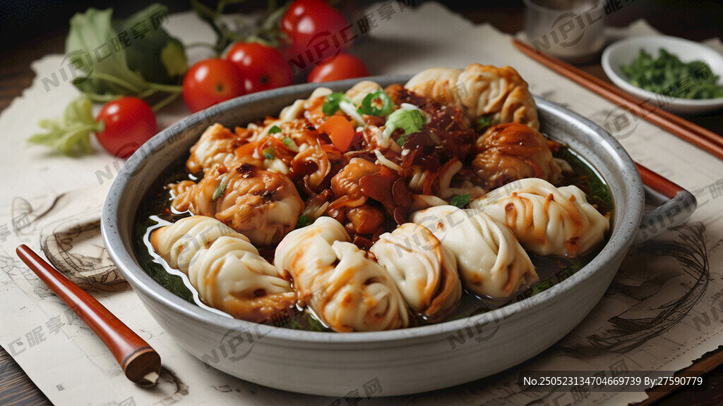 筋头巴脑铁锅炖 四周一圈花卷