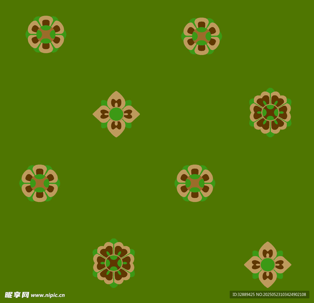 绿色背景上的精美花纹图案