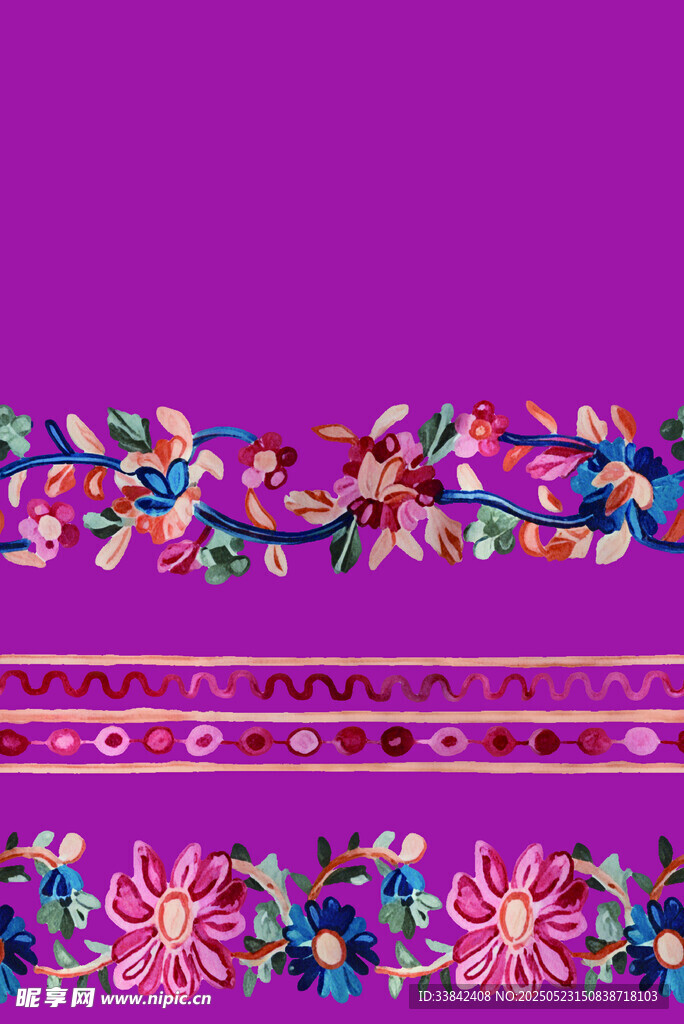 紫色民族风精美花纹图案