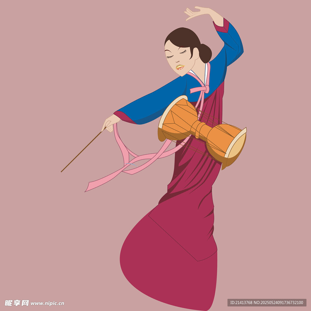 朝鲜族女子优雅舞蹈姿态