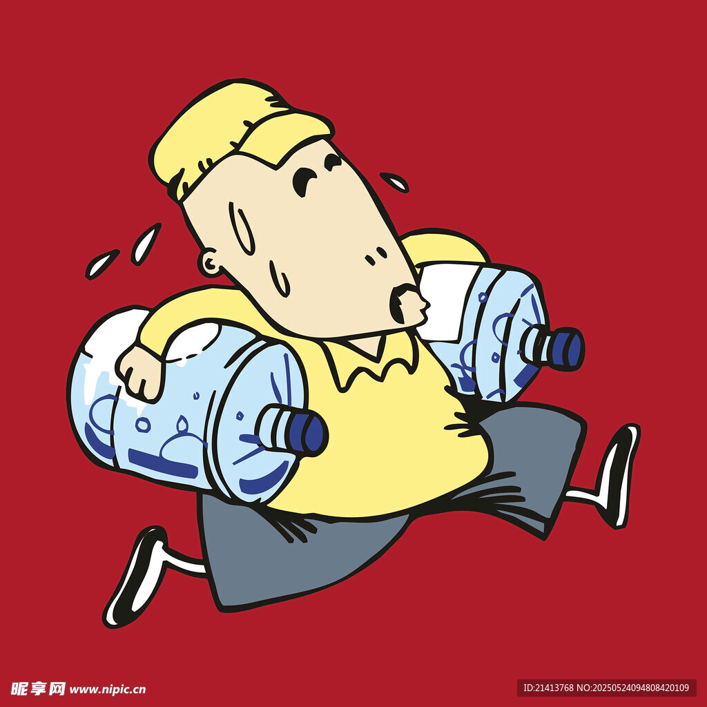 男子负重奔跑送水