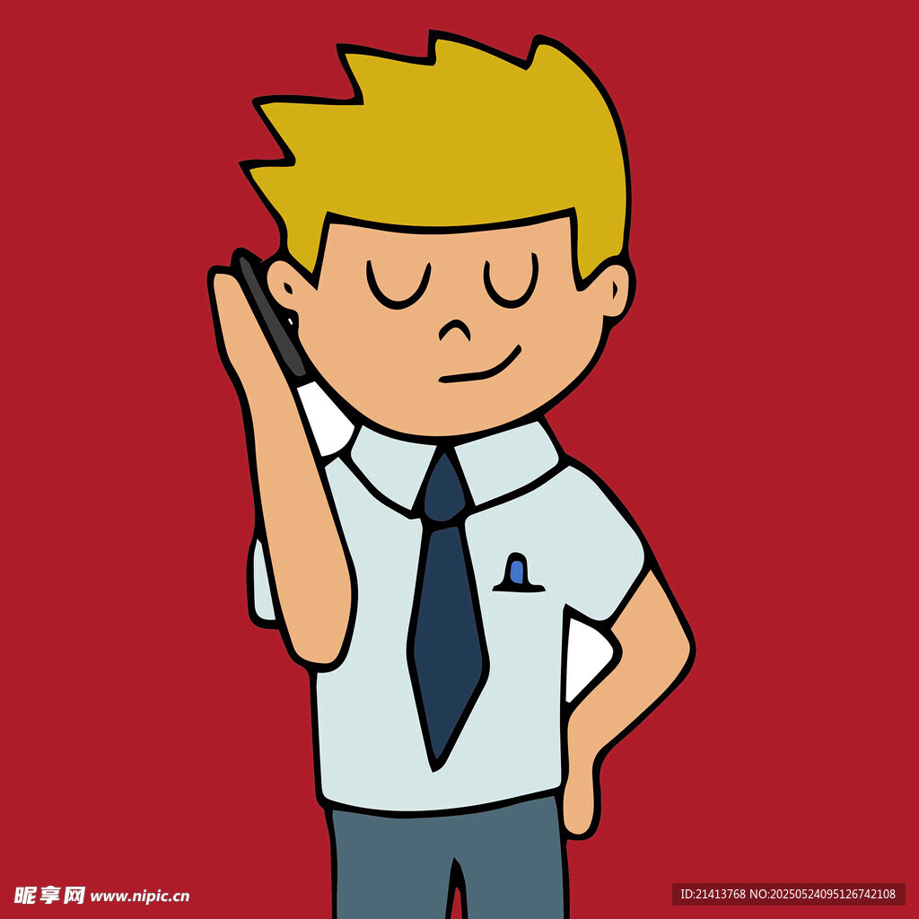 打电话的金发校服男孩