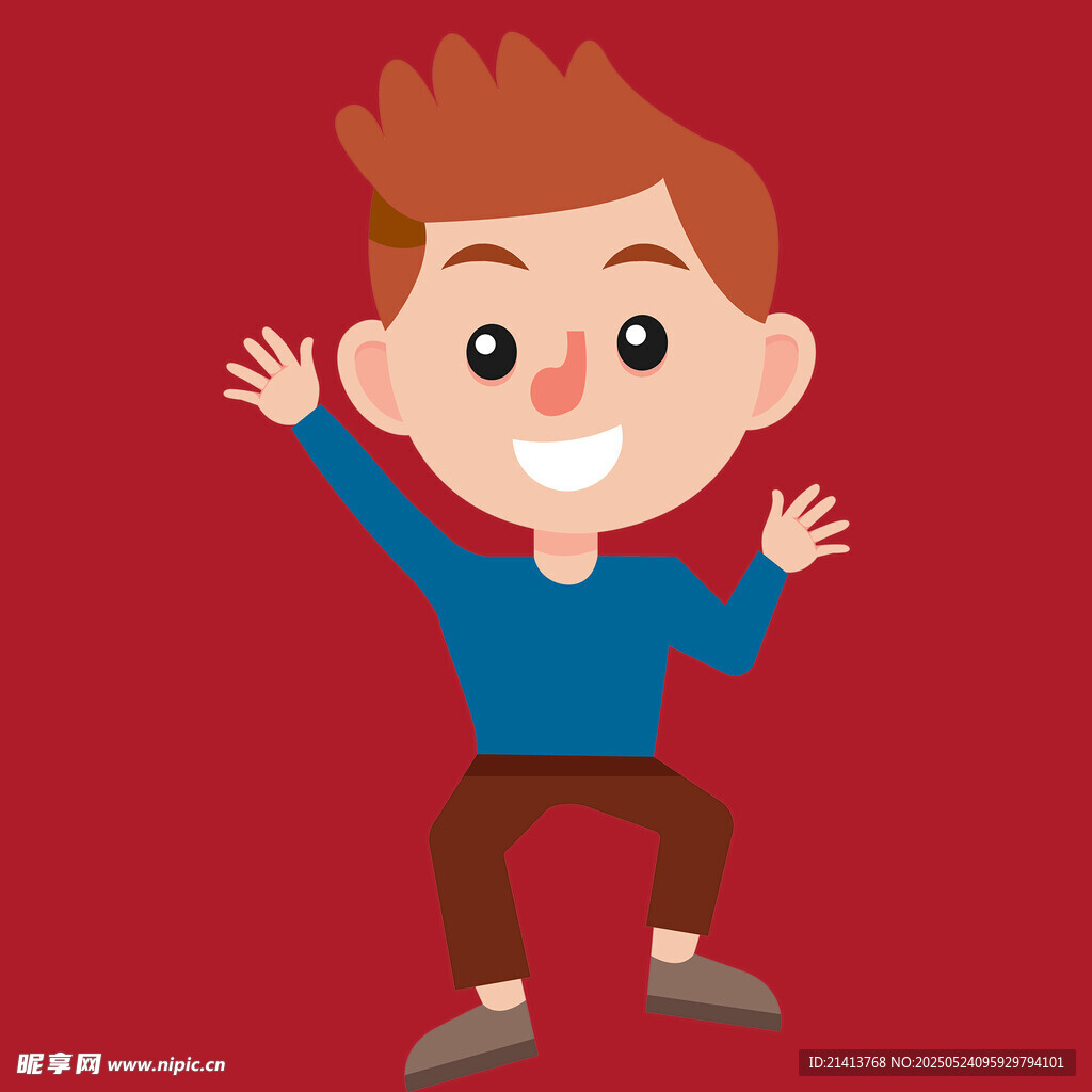 欢快跳跃的小男孩