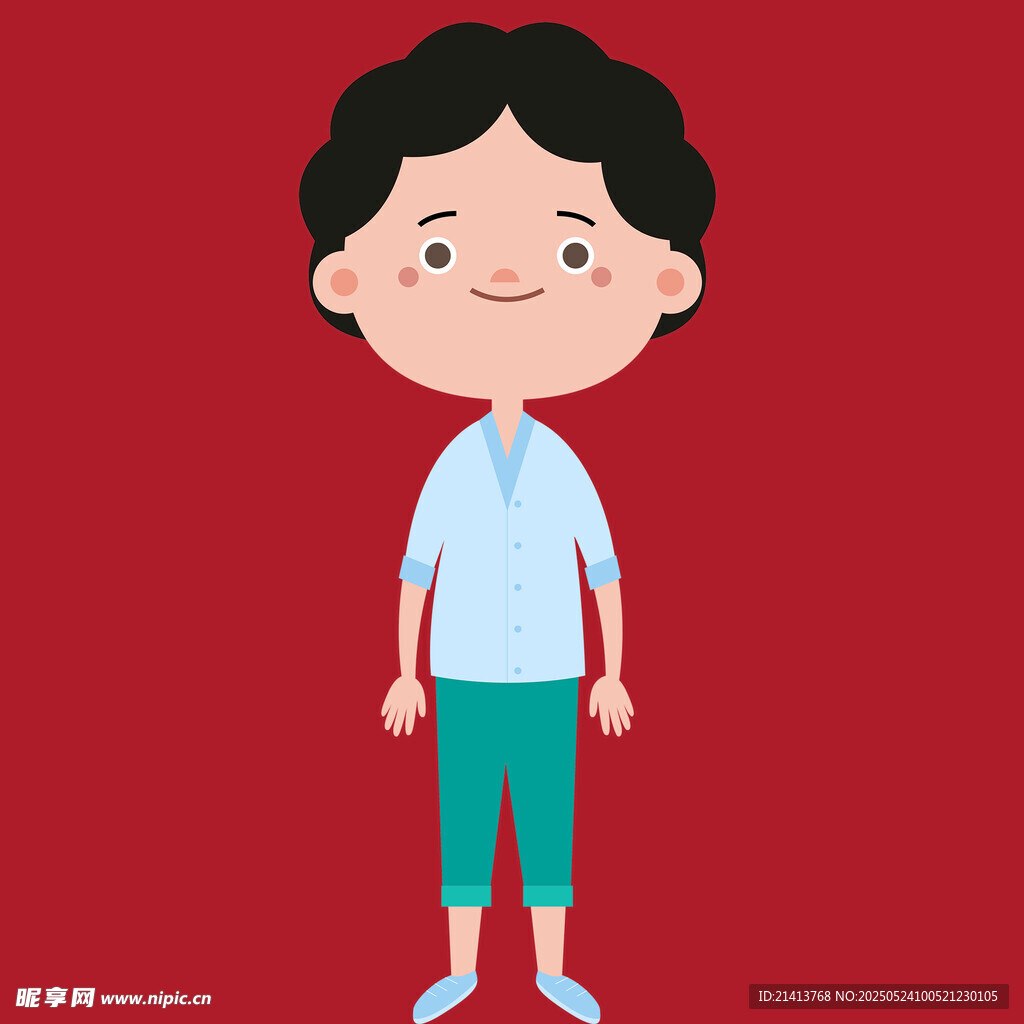 卡通风格站立的短发人物