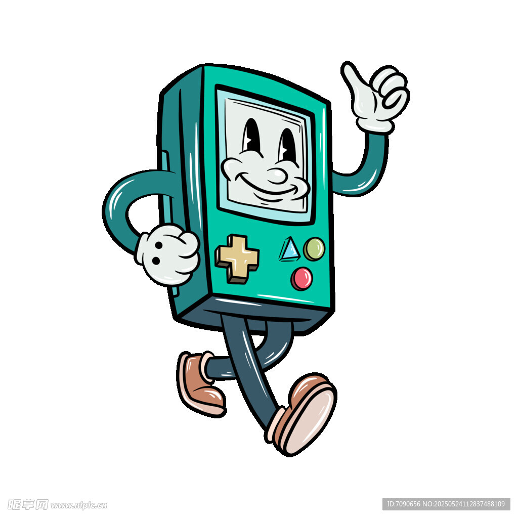 奔跑的卡通掌上游戏机