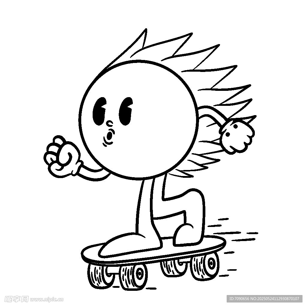 卡通人物快乐滑滑板
