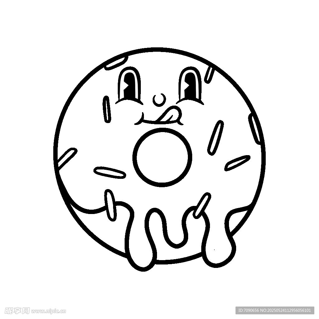 卡通笑脸甜甜圈插画