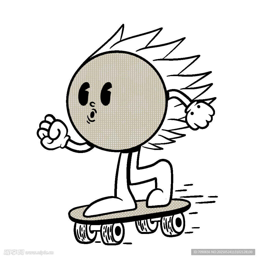 卡通小人快乐滑滑板