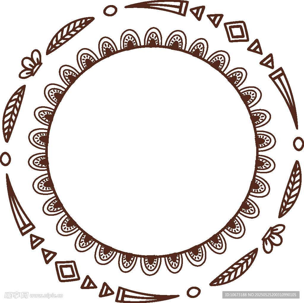 手绘民族风圆形装饰图案
